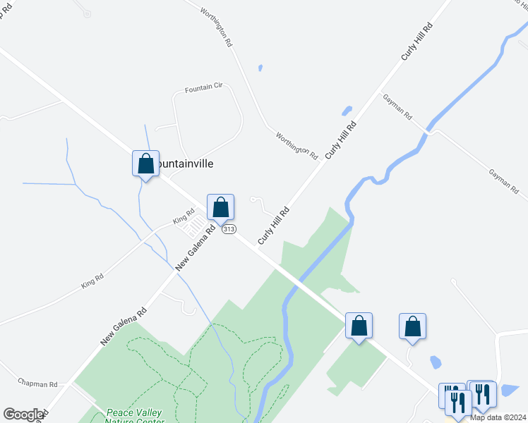 map of restaurants, bars, coffee shops, grocery stores, and more near Brookside Court in Doylestown