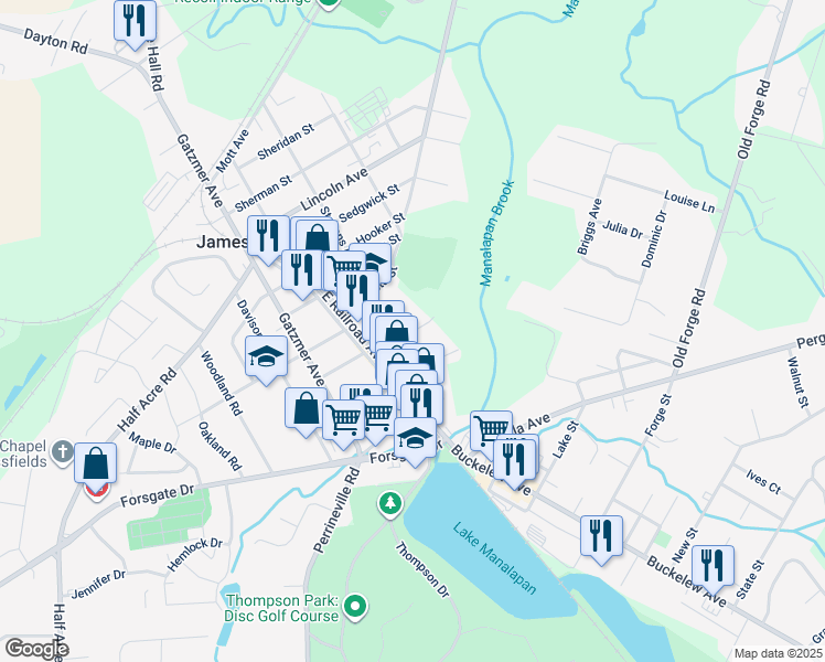 map of restaurants, bars, coffee shops, grocery stores, and more near 75 Stevens Avenue in Jamesburg