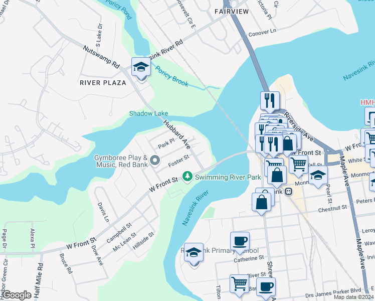 map of restaurants, bars, coffee shops, grocery stores, and more near 42 Hubbard Avenue in Red Bank