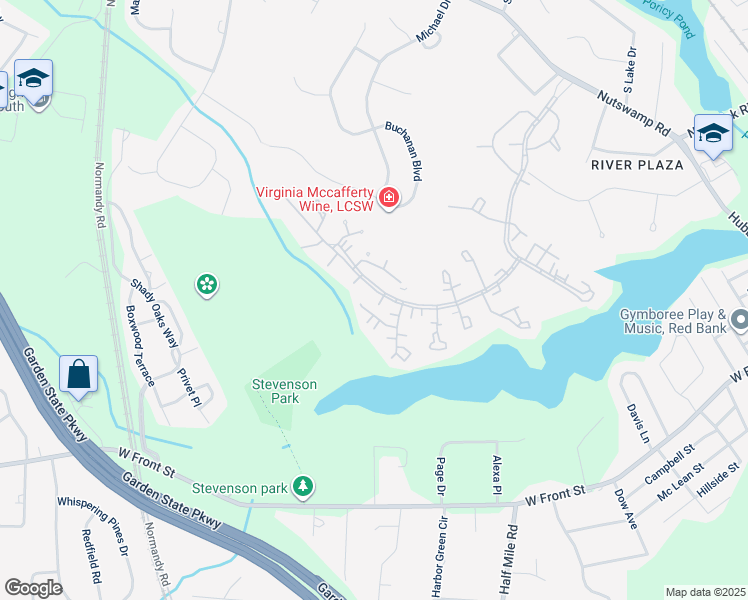 map of restaurants, bars, coffee shops, grocery stores, and more near 6 Farmingdale Court in Red Bank