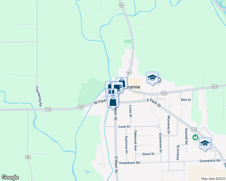 map of restaurants, bars, coffee shops, grocery stores, and more near West Main Street in Fort Loramie