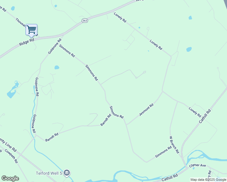 map of restaurants, bars, coffee shops, grocery stores, and more near 107 Homestead Lane in Sellersville