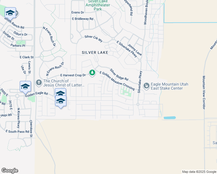map of restaurants, bars, coffee shops, grocery stores, and more near 4823 East Golden Meadow Crossing in Eagle Mountain
