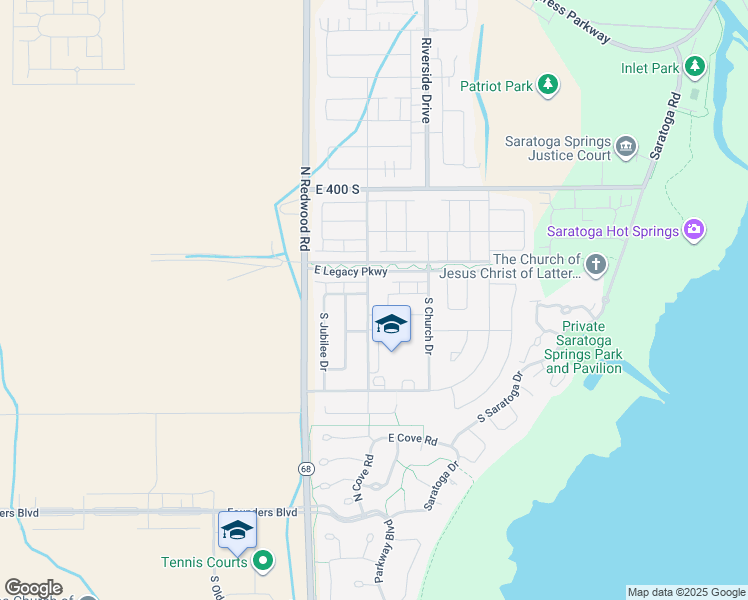 map of restaurants, bars, coffee shops, grocery stores, and more near 598 South Highpoint Drive in Saratoga Springs
