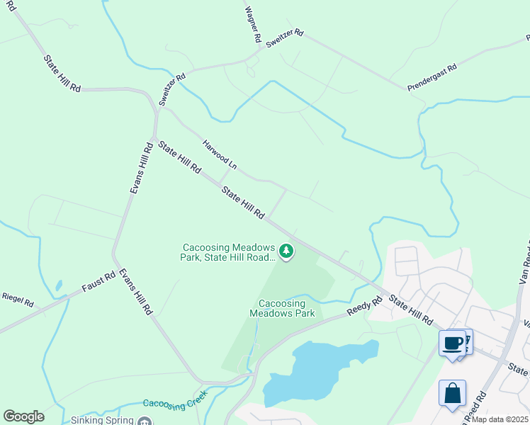 map of restaurants, bars, coffee shops, grocery stores, and more near 300 Firethorn Ln in Sinking Spring
