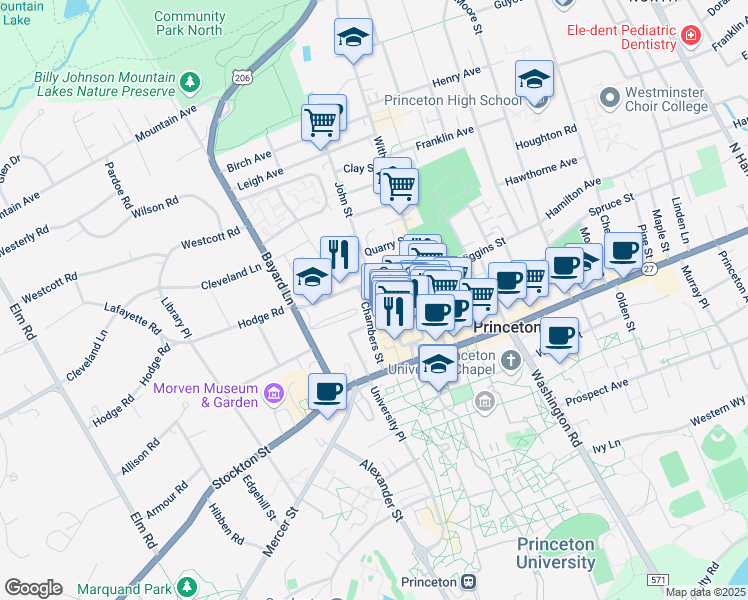 map of restaurants, bars, coffee shops, grocery stores, and more near 28 Paul Robeson Place in Princeton