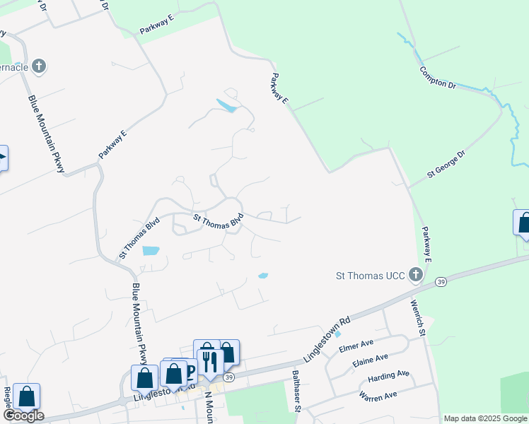 map of restaurants, bars, coffee shops, grocery stores, and more near Piccadilly Court in Harrisburg