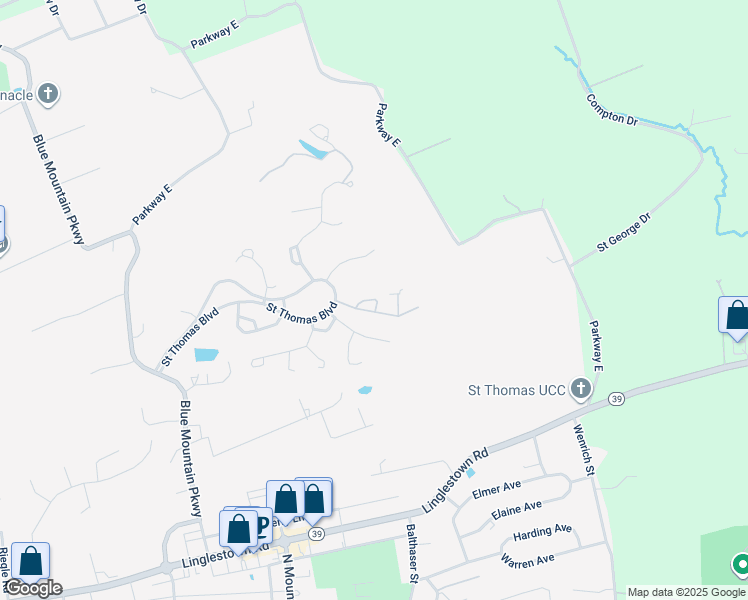 map of restaurants, bars, coffee shops, grocery stores, and more near 6130 Piccadilly Court in Harrisburg