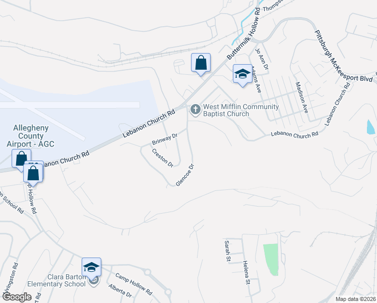 map of restaurants, bars, coffee shops, grocery stores, and more near in Pittsburgh
