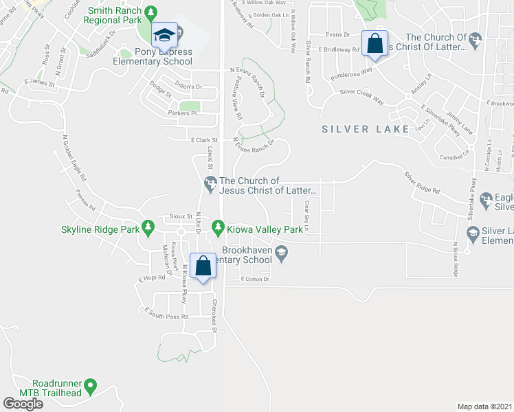 map of restaurants, bars, coffee shops, grocery stores, and more near 7275 North Evans Ranch Drive in Eagle Mountain
