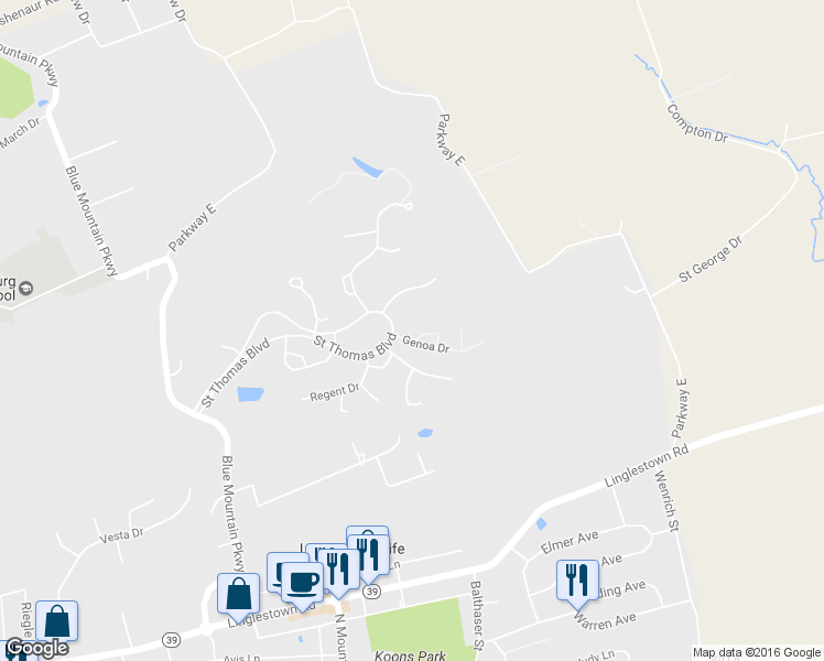 map of restaurants, bars, coffee shops, grocery stores, and more near 6150 Piccadilly Court in Linglestown