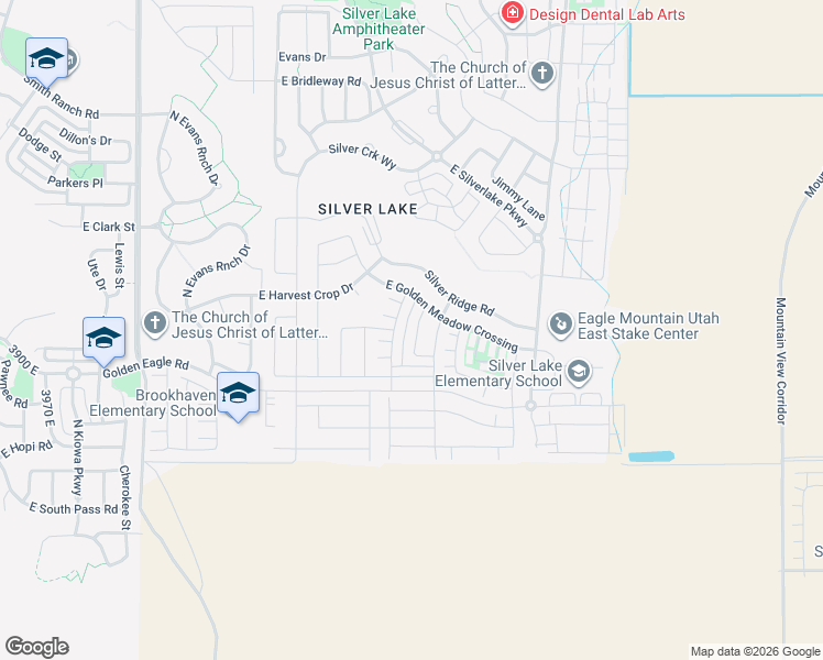 map of restaurants, bars, coffee shops, grocery stores, and more near Silver Ridge Road in Eagle Mountain