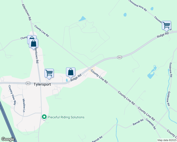map of restaurants, bars, coffee shops, grocery stores, and more near 4 South County Line Road in Sellersville