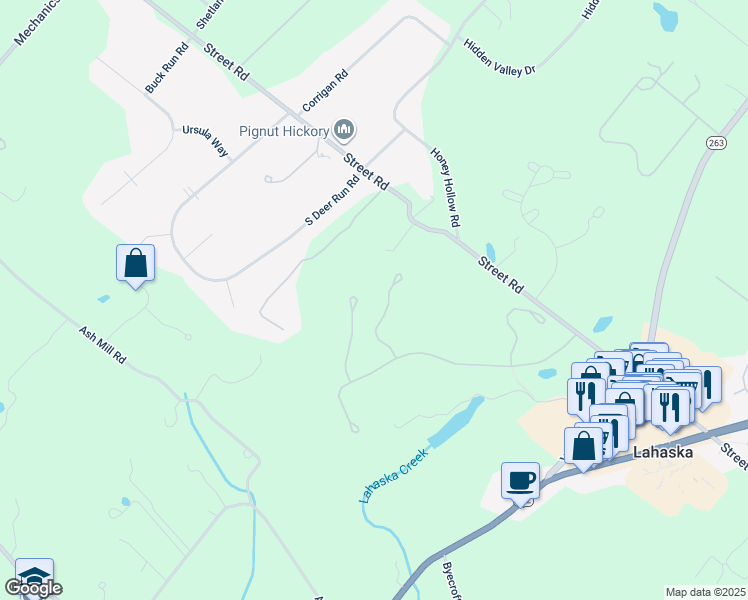 map of restaurants, bars, coffee shops, grocery stores, and more near 5768 Valley Stream Drive in Doylestown