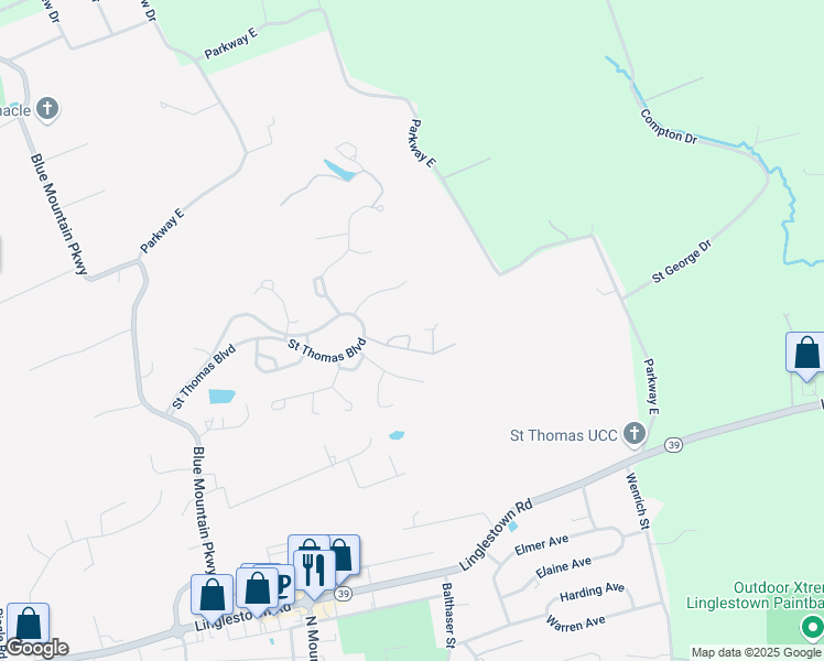 map of restaurants, bars, coffee shops, grocery stores, and more near Piccadilly Court in Harrisburg