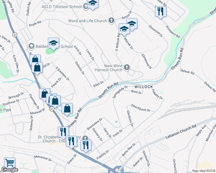 map of restaurants, bars, coffee shops, grocery stores, and more near 977 Streets Run Road in Pittsburgh