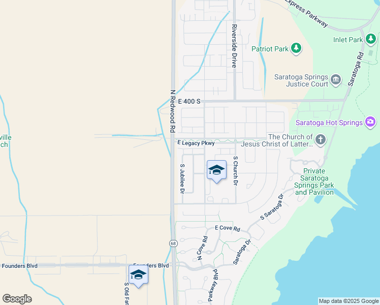 map of restaurants, bars, coffee shops, grocery stores, and more near 579 South Gooseneck Way in Saratoga Springs