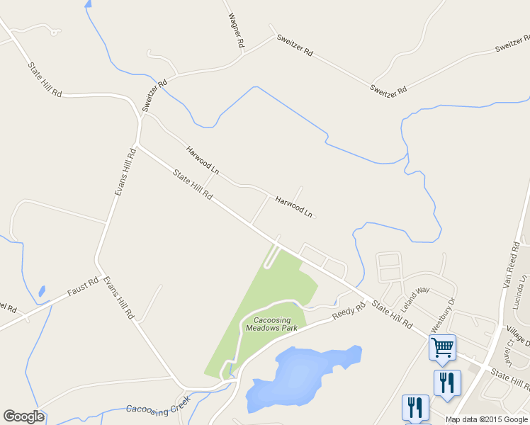 map of restaurants, bars, coffee shops, grocery stores, and more near 341 Firethorn Lane in Reading