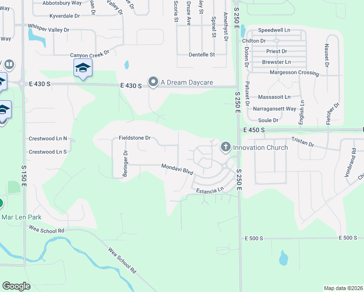 map of restaurants, bars, coffee shops, grocery stores, and more near 4557 Duckhorn Lane in Lafayette