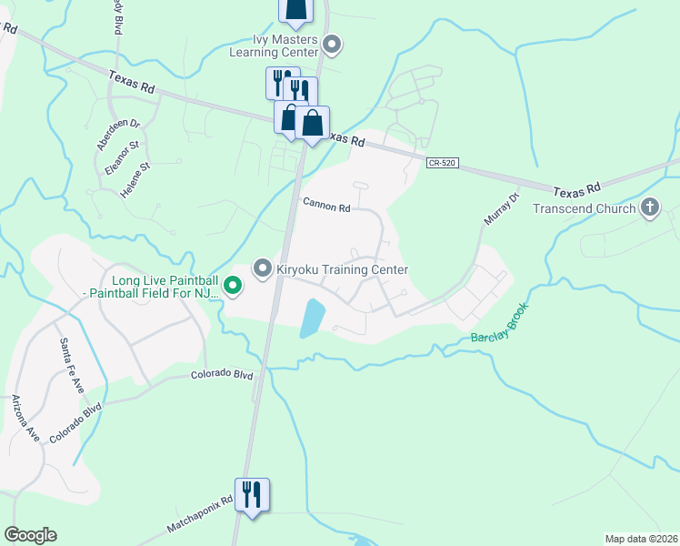 map of restaurants, bars, coffee shops, grocery stores, and more near 24 Dickerson Lane in Old Bridge Township