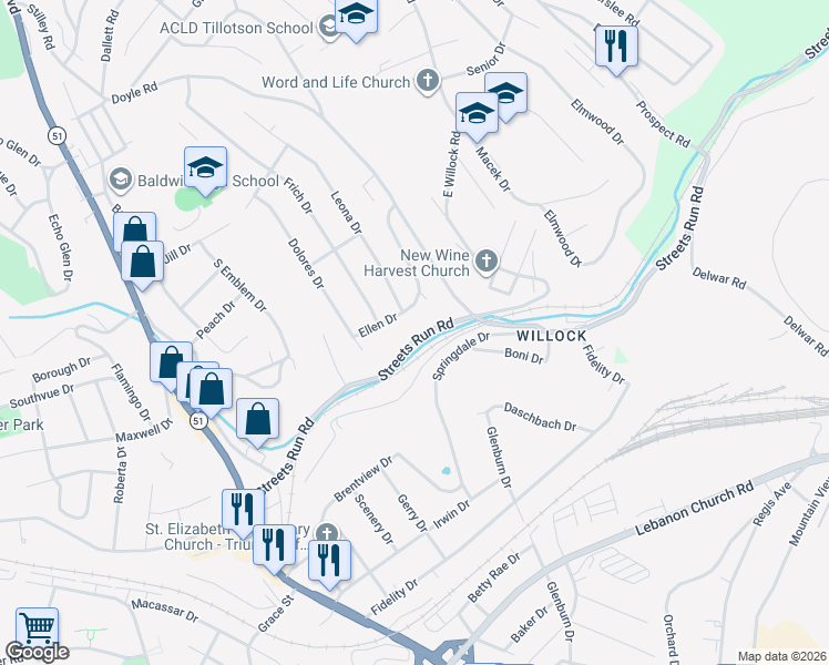 map of restaurants, bars, coffee shops, grocery stores, and more near 977 Streets Run Rd in Pittsburgh