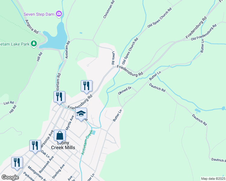 map of restaurants, bars, coffee shops, grocery stores, and more near 7 Okmed Drive in Reading