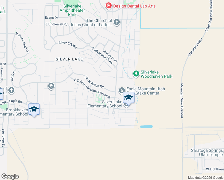 map of restaurants, bars, coffee shops, grocery stores, and more near 4950 Silver Ridge Road in Eagle Mountain