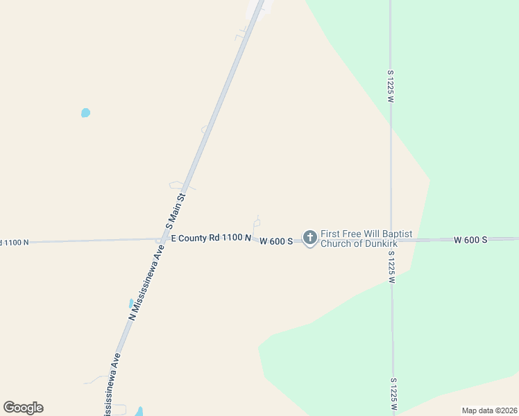 map of restaurants, bars, coffee shops, grocery stores, and more near 12488 West 600 South in Dunkirk