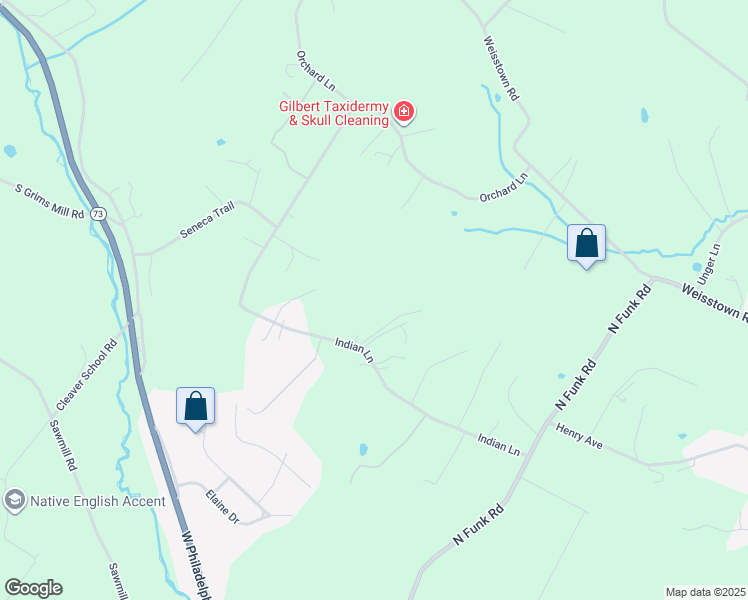 map of restaurants, bars, coffee shops, grocery stores, and more near 280 Indian Lane in Boyertown