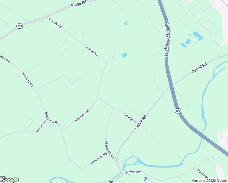 map of restaurants, bars, coffee shops, grocery stores, and more near 607 Lonely Road in Sellersville