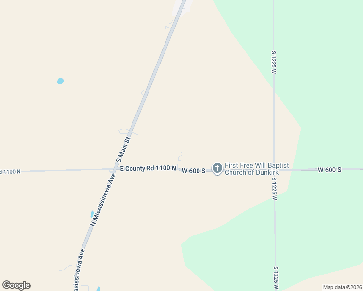 map of restaurants, bars, coffee shops, grocery stores, and more near 12488 West 600 South in Dunkirk