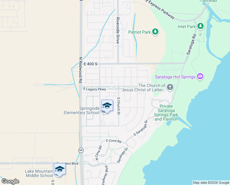 map of restaurants, bars, coffee shops, grocery stores, and more near South 205 East in Saratoga Springs