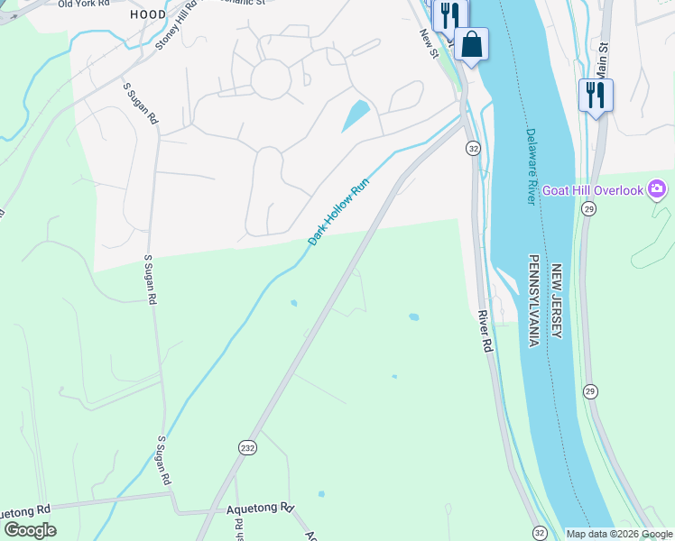 map of restaurants, bars, coffee shops, grocery stores, and more near 3757 Windy Bush Road in New Hope