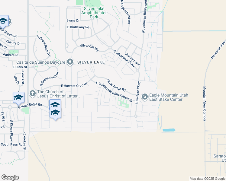 map of restaurants, bars, coffee shops, grocery stores, and more near 4823 East Golden Meadow Crossing in Eagle Mountain