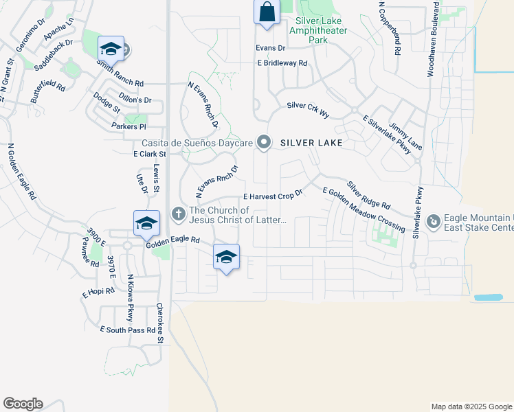 map of restaurants, bars, coffee shops, grocery stores, and more near 4459 Pine Hollow Drive in Eagle Mountain
