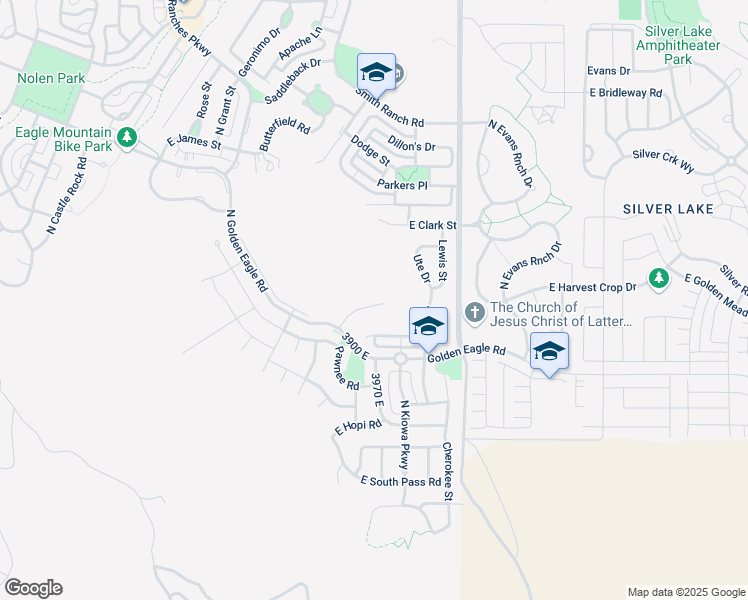 map of restaurants, bars, coffee shops, grocery stores, and more near 3973 Eagle Top Court in Eagle Mountain