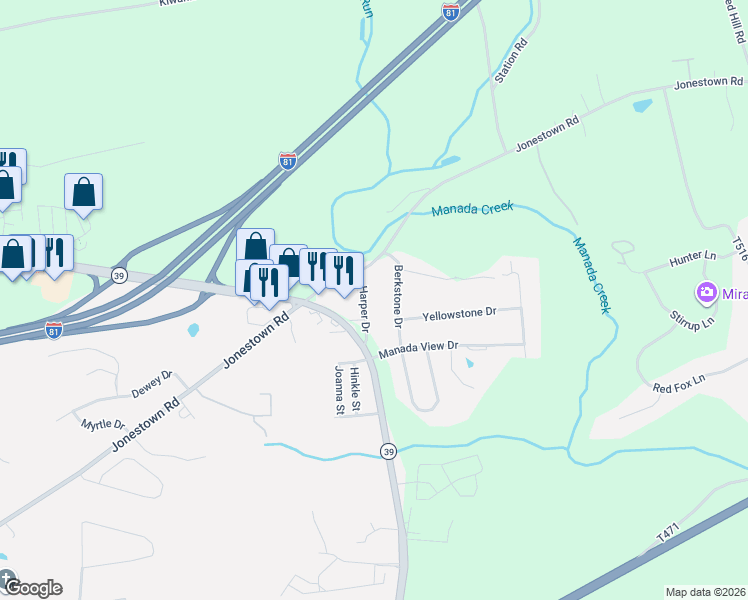 map of restaurants, bars, coffee shops, grocery stores, and more near 249 Berkstone Drive in Harrisburg