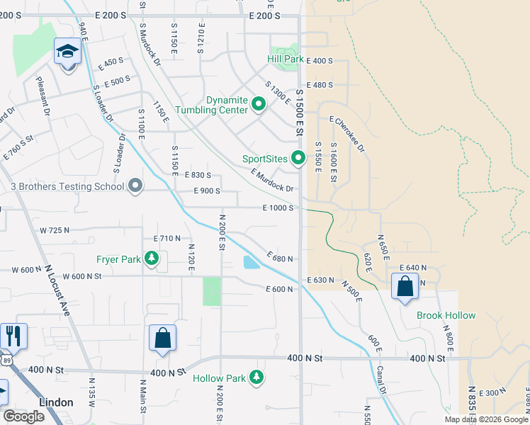 map of restaurants, bars, coffee shops, grocery stores, and more near 1442 East 1000 South in Pleasant Grove