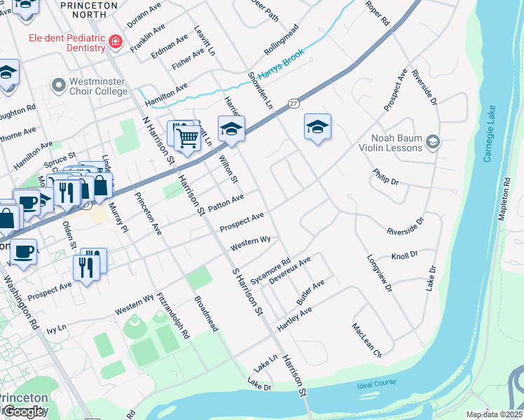 map of restaurants, bars, coffee shops, grocery stores, and more near 161 Patton Avenue in Princeton