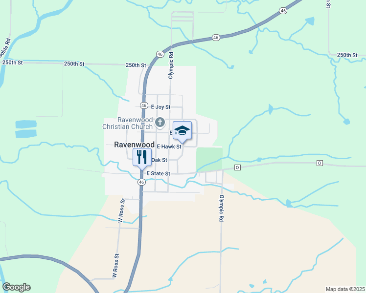 map of restaurants, bars, coffee shops, grocery stores, and more near 126 South High School Avenue in Ravenwood