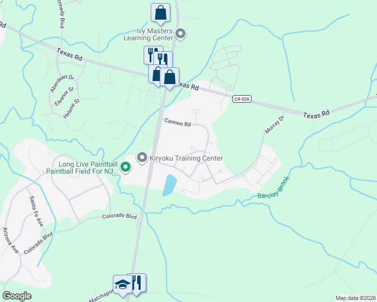 map of restaurants, bars, coffee shops, grocery stores, and more near 24 Dickerson Lane in Old Bridge