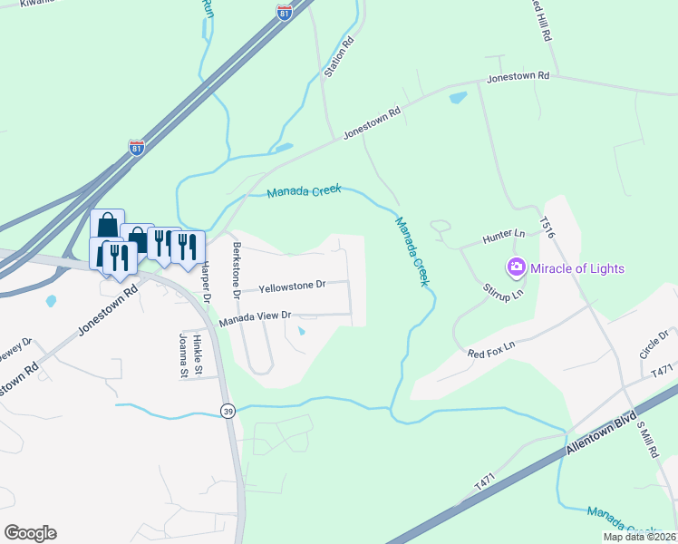 map of restaurants, bars, coffee shops, grocery stores, and more near 213 Berry Drive in Harrisburg