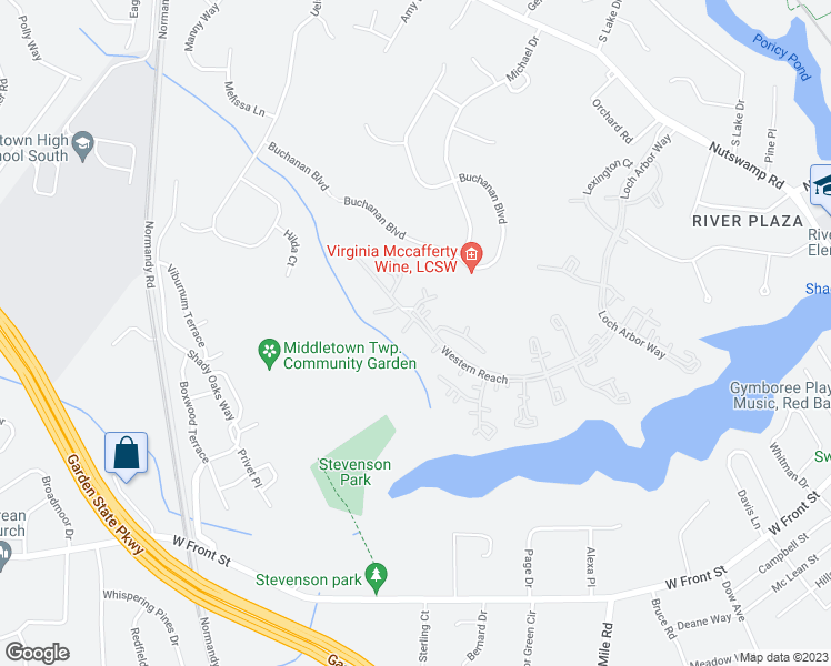 map of restaurants, bars, coffee shops, grocery stores, and more near 41 Hancock Court in Red Bank