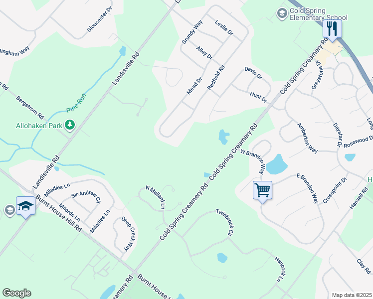 map of restaurants, bars, coffee shops, grocery stores, and more near 4836 Cold Spring Creamery Road in Doylestown