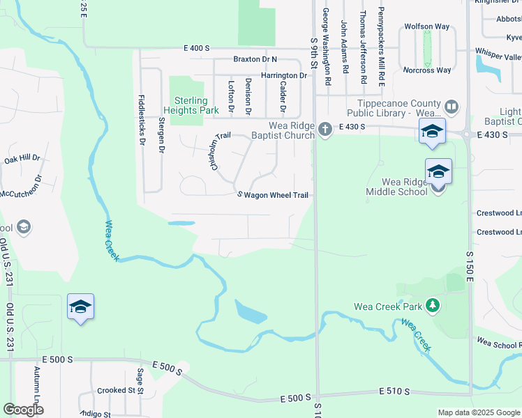 map of restaurants, bars, coffee shops, grocery stores, and more near 4529 Bur Oak Lane in Lafayette