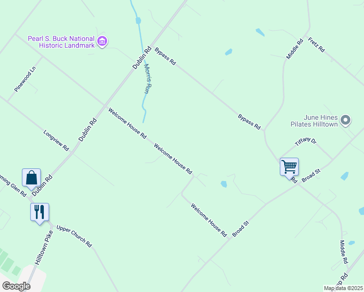 map of restaurants, bars, coffee shops, grocery stores, and more near 323 Welcome House Road in Perkasie