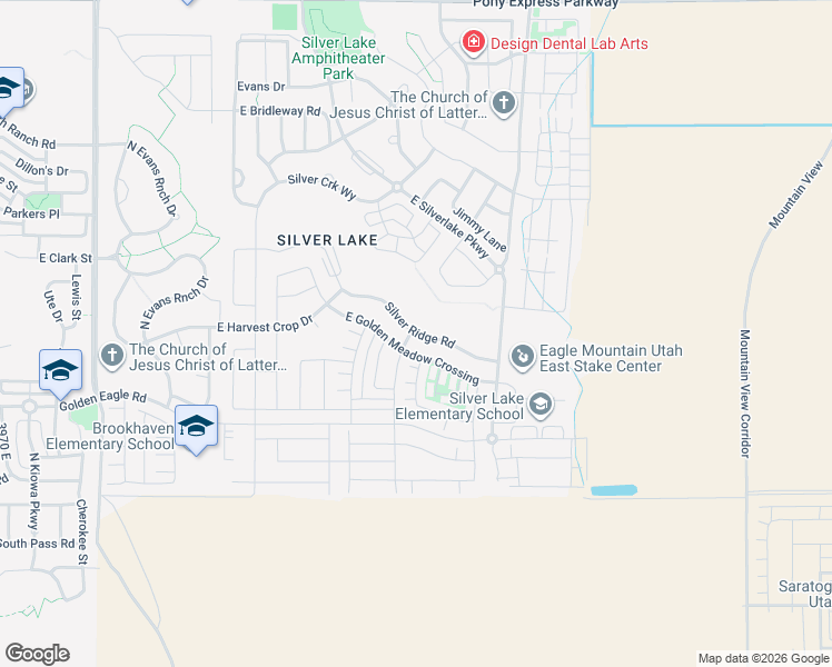 map of restaurants, bars, coffee shops, grocery stores, and more near Silver Ridge Road in Eagle Mountain