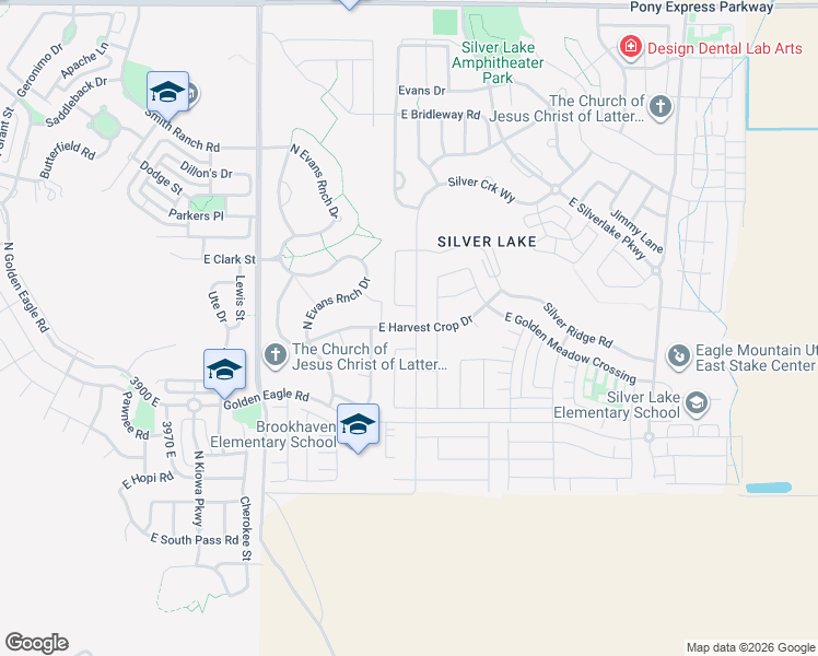map of restaurants, bars, coffee shops, grocery stores, and more near East Harvest Crop Drive in Eagle Mountain