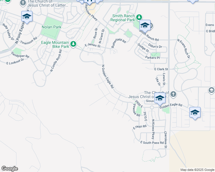 map of restaurants, bars, coffee shops, grocery stores, and more near 7338 North Pawnee Court in Eagle Mountain