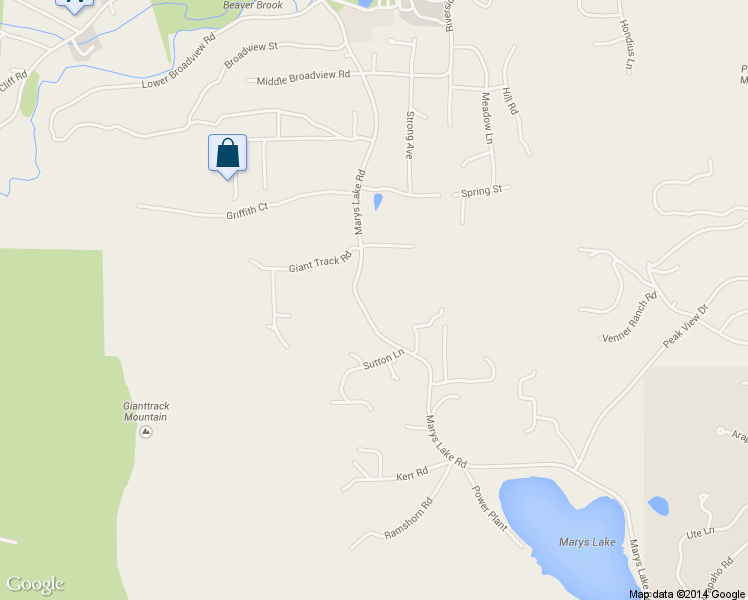 map of restaurants, bars, coffee shops, grocery stores, and more near 1750 Marys Lake Road in Estes Park